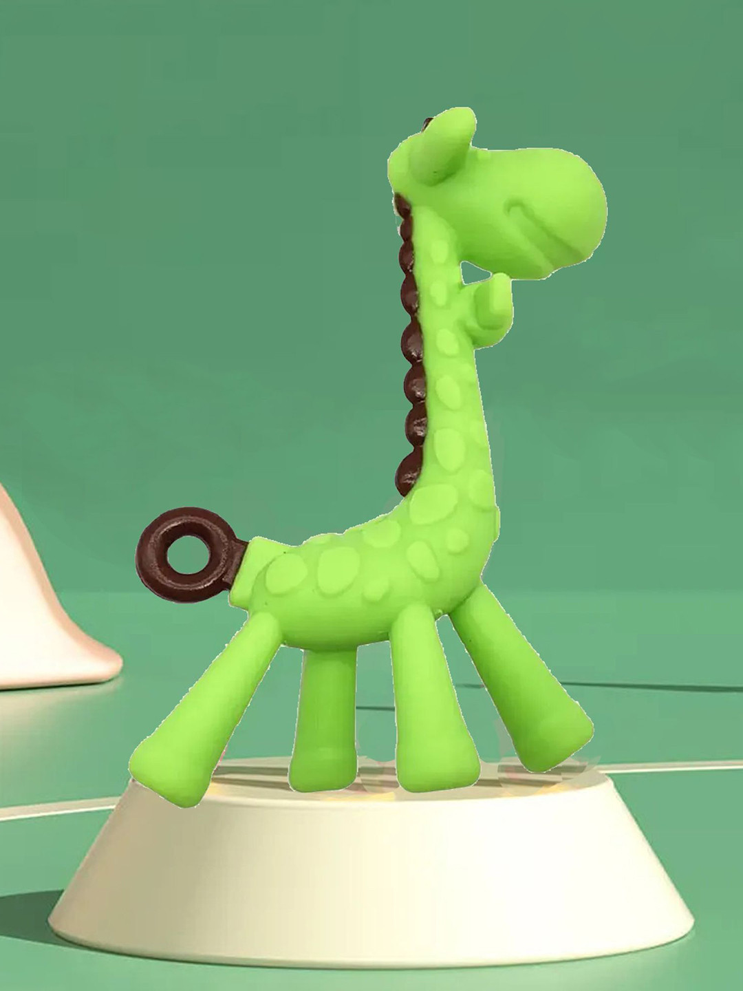 Joy Buzz Giraffe Shape Silicone Teether- Green