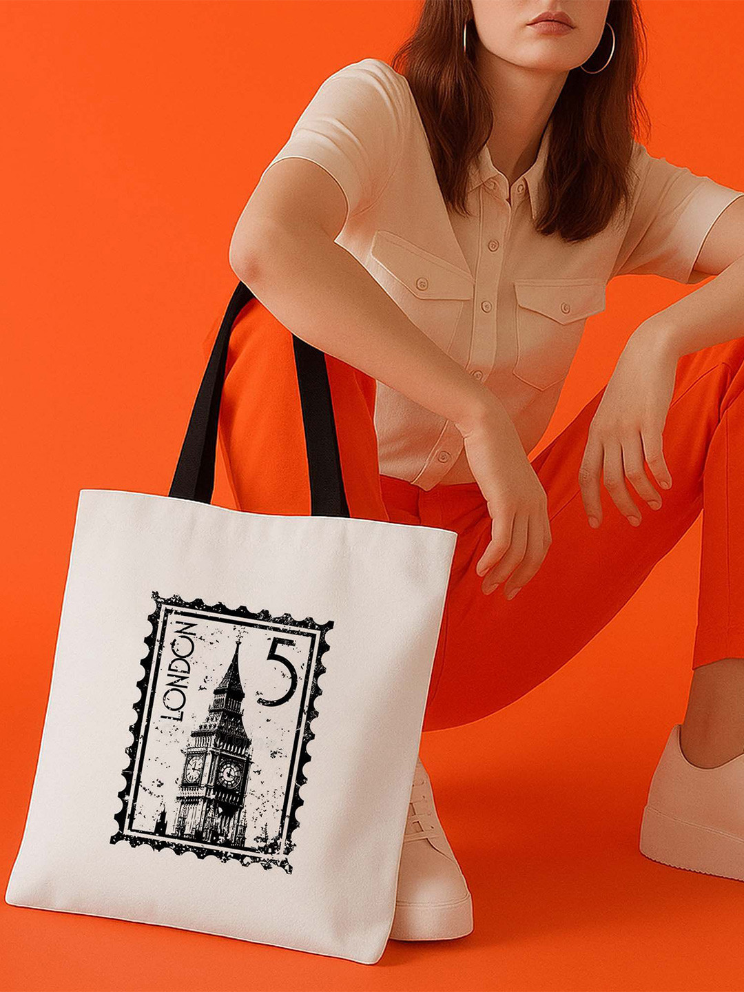 ARTBUG Women Vintage London Landmark Printed Shopper Tote Bag