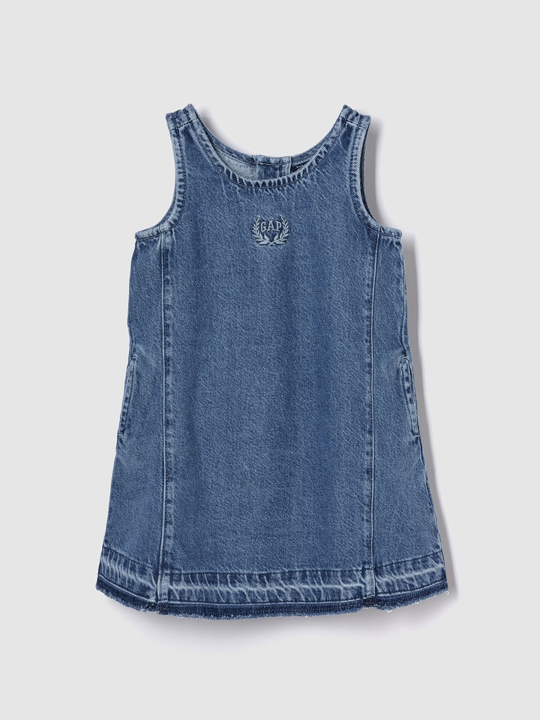 GAP Girls Round Neck Brand Logo Print A-Line Dress