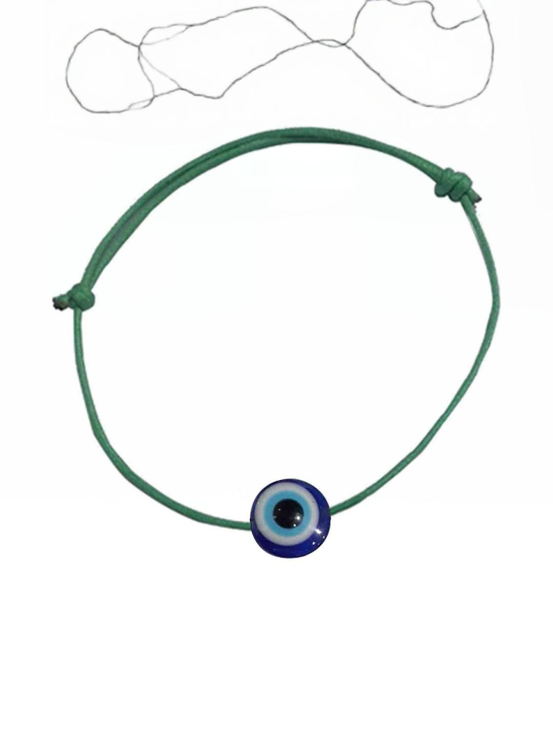 gurjari jewellers Women Green Cottan Thread Evile Eye Artificial Beads Casual Anklet