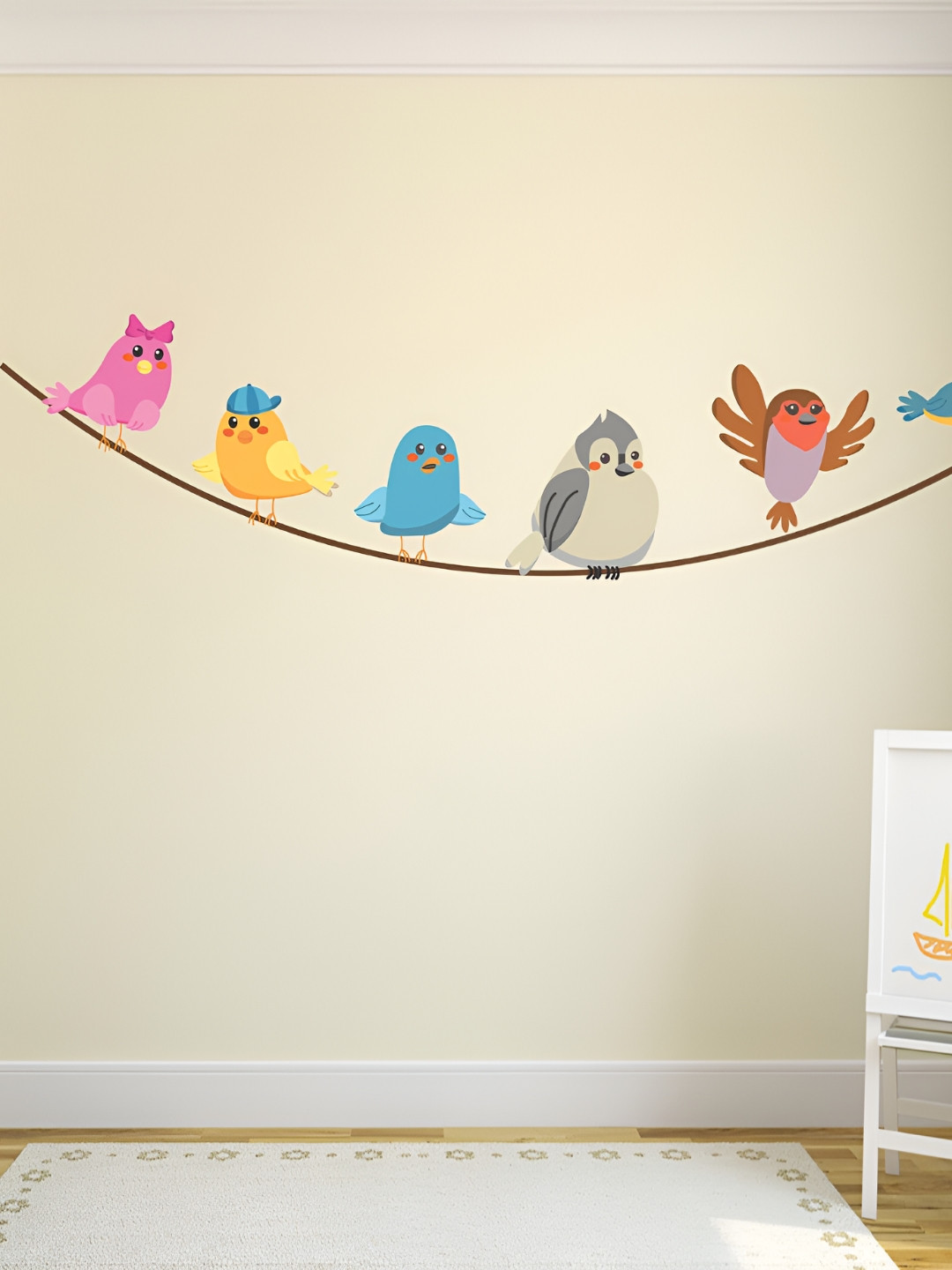 LANSTICK Yellow & Blue Printed Matte-Finished Splash-Proof Eco-Friendly Wallpaper