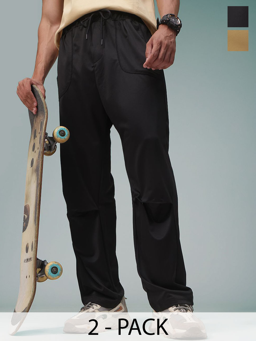 MADSTO Pack Of 2 Mid-Rise Relax-Fit Trousers