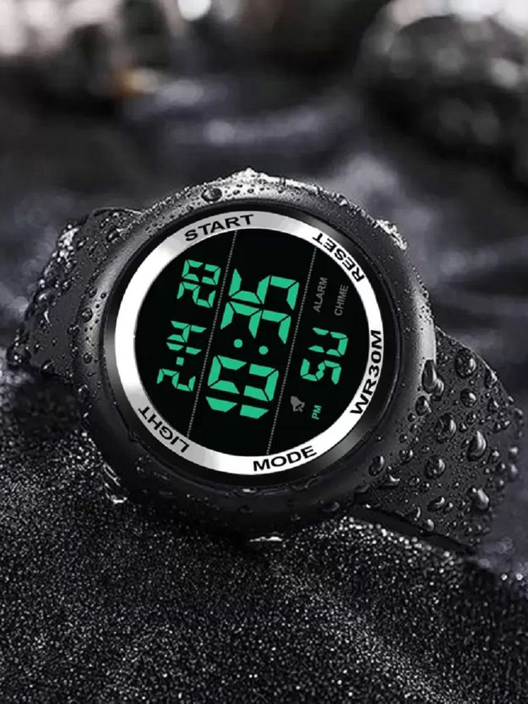 Hala Men Patterned Aluminium Dial & Wrap Around Straps Digital Watch SILVER-BEN-2022