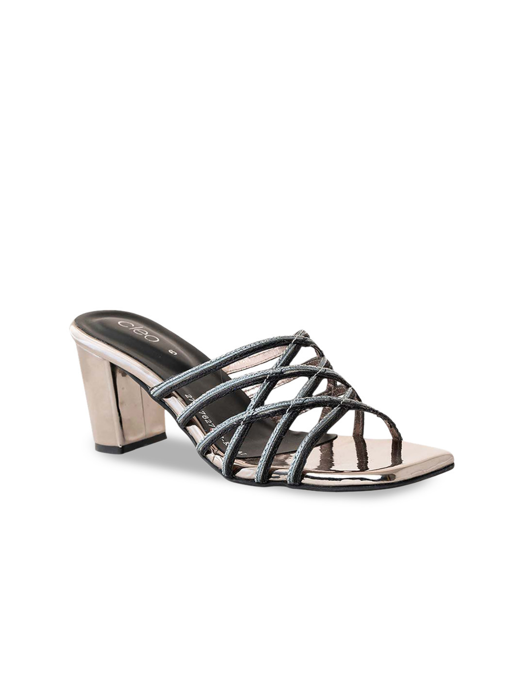 Khadims Peep-Toe Woven Design Slip On Block Sandals