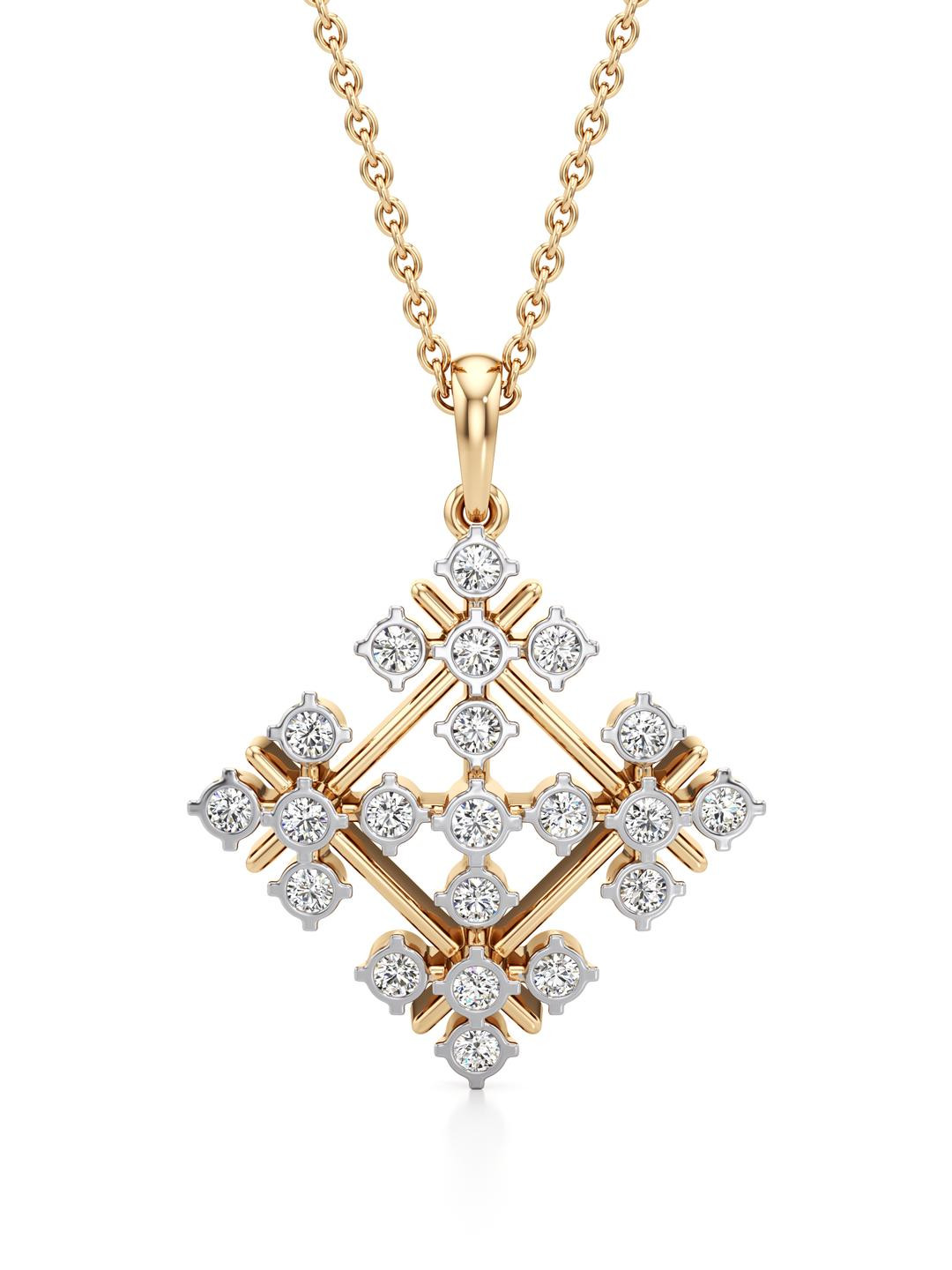 Wondr Diamonds 14KT Gold Quad Floret Diamond Pendant