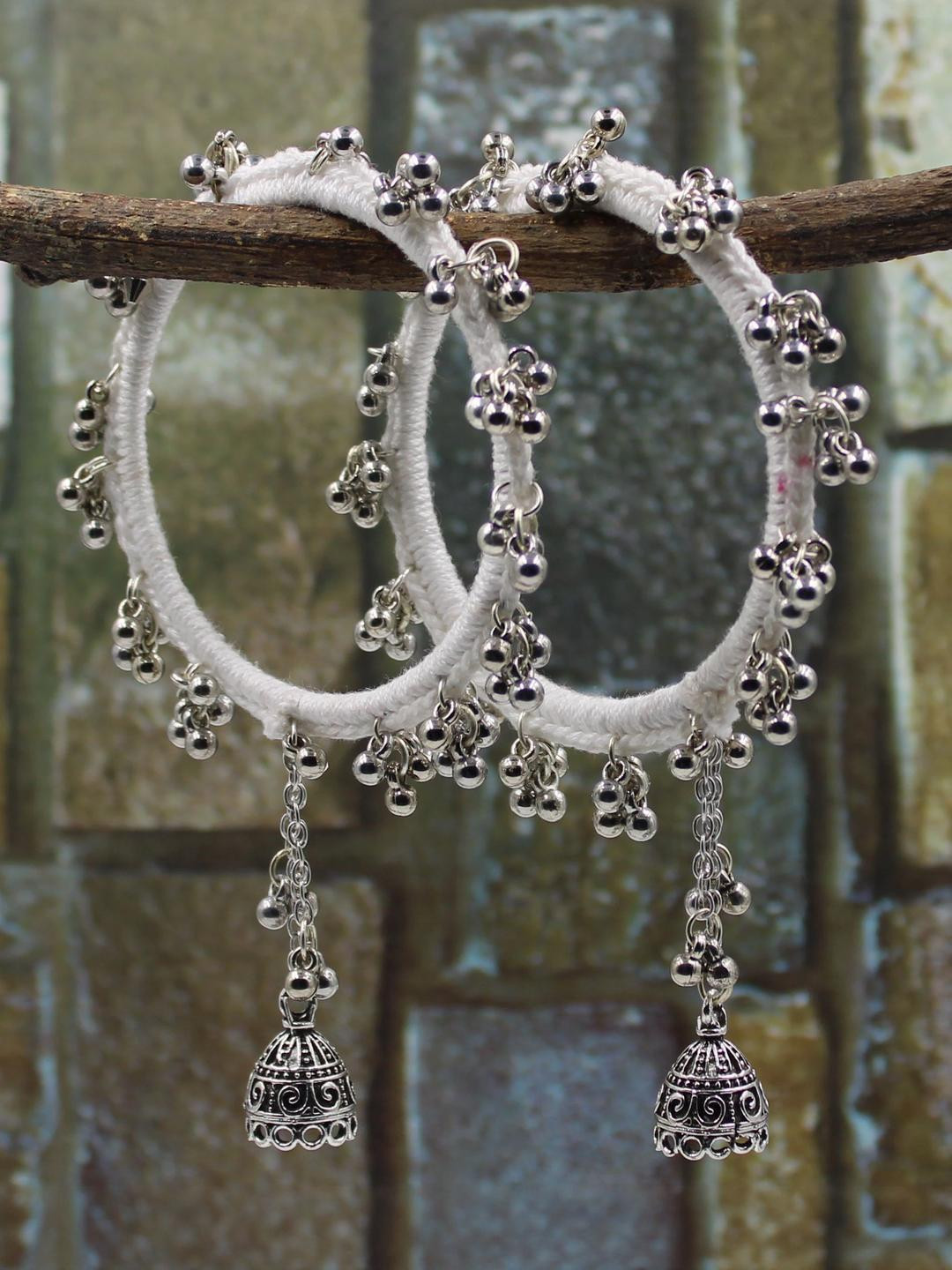 gurjari jewellers Women Pack Of 2 White Gungru and Jumkha Charm Bangle