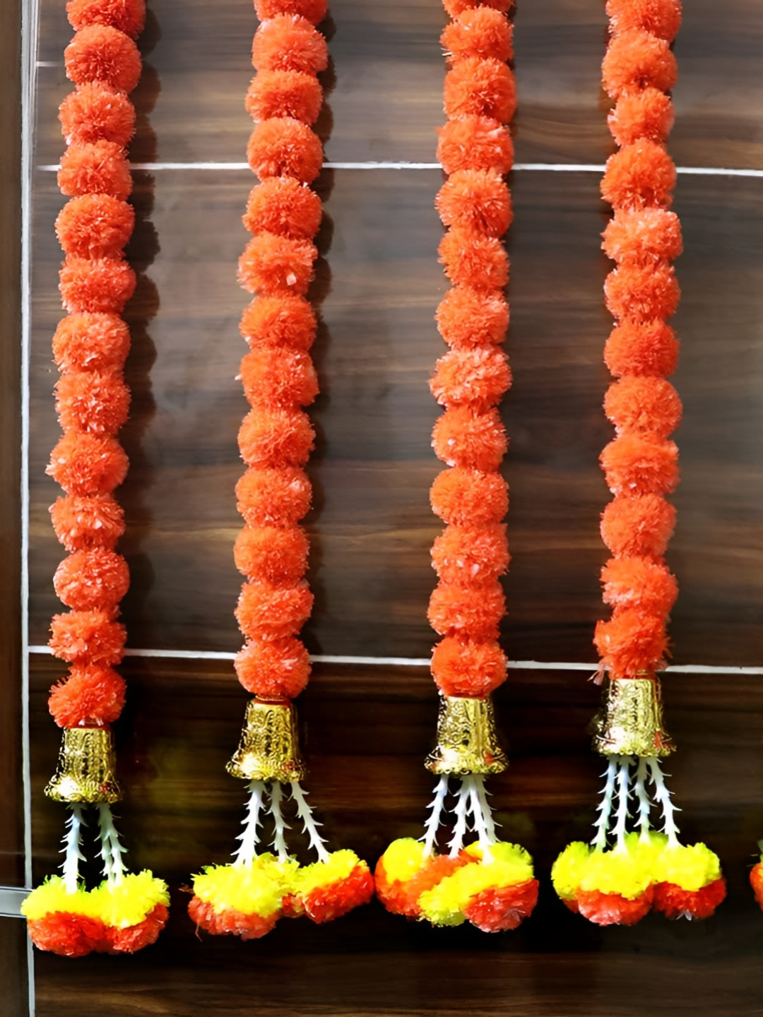Sellplus 5 Pcs Orange Marigold With Bell Tuberose Hanging