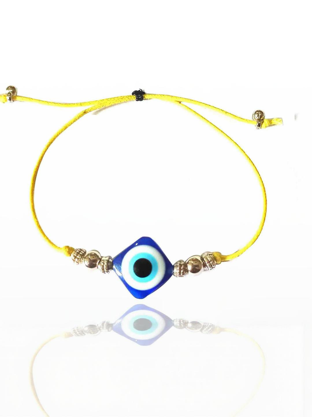 gurjari jewellers Evil-Eye Charm Yellow Thread Drawstring Bracelet