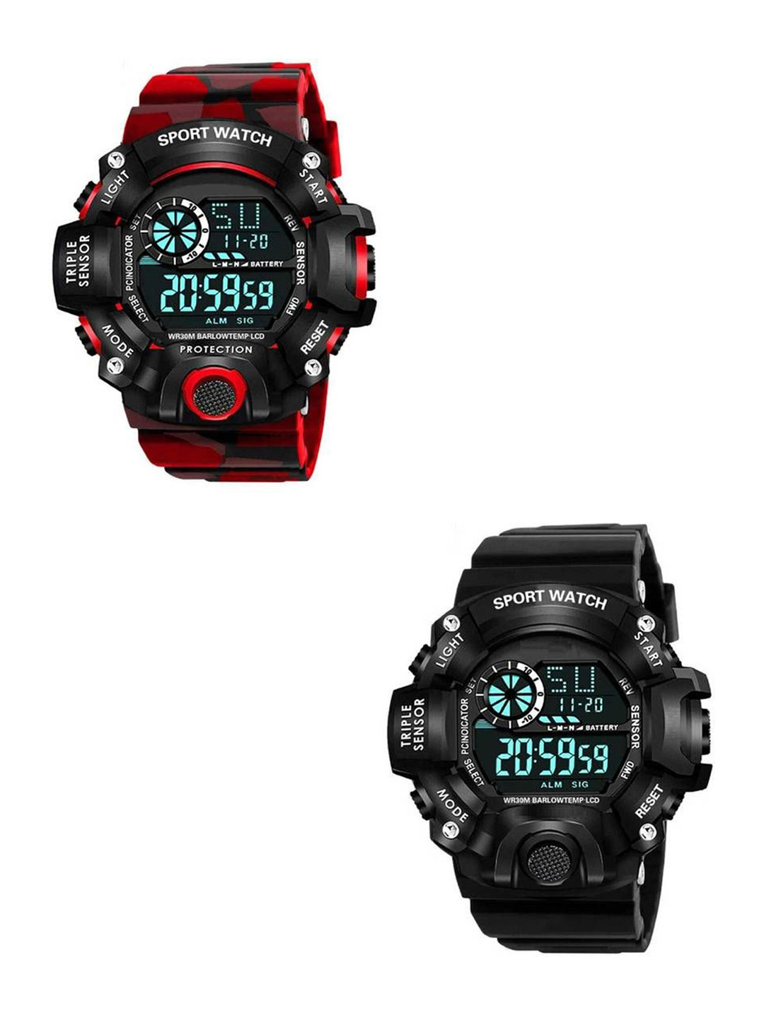 Hala Men Pack of 2 Aluminium Dial & Straps Digital Watch Combo-SSA- G90 Red+Black