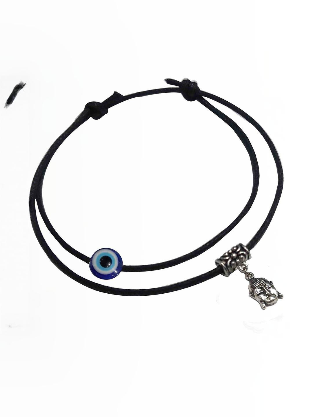 gurjari jewellers Evil-Eye & Buddha Charm Two Layer Thread Anklet