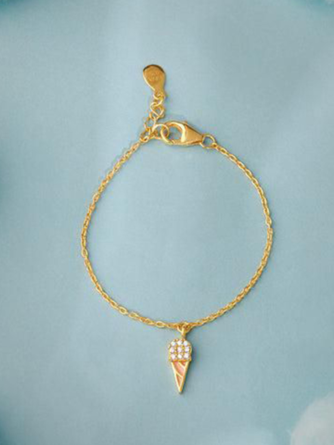 GIVA Girls 925 Silver Artificial Stones Studded Ice-Cream Charm Bracelet