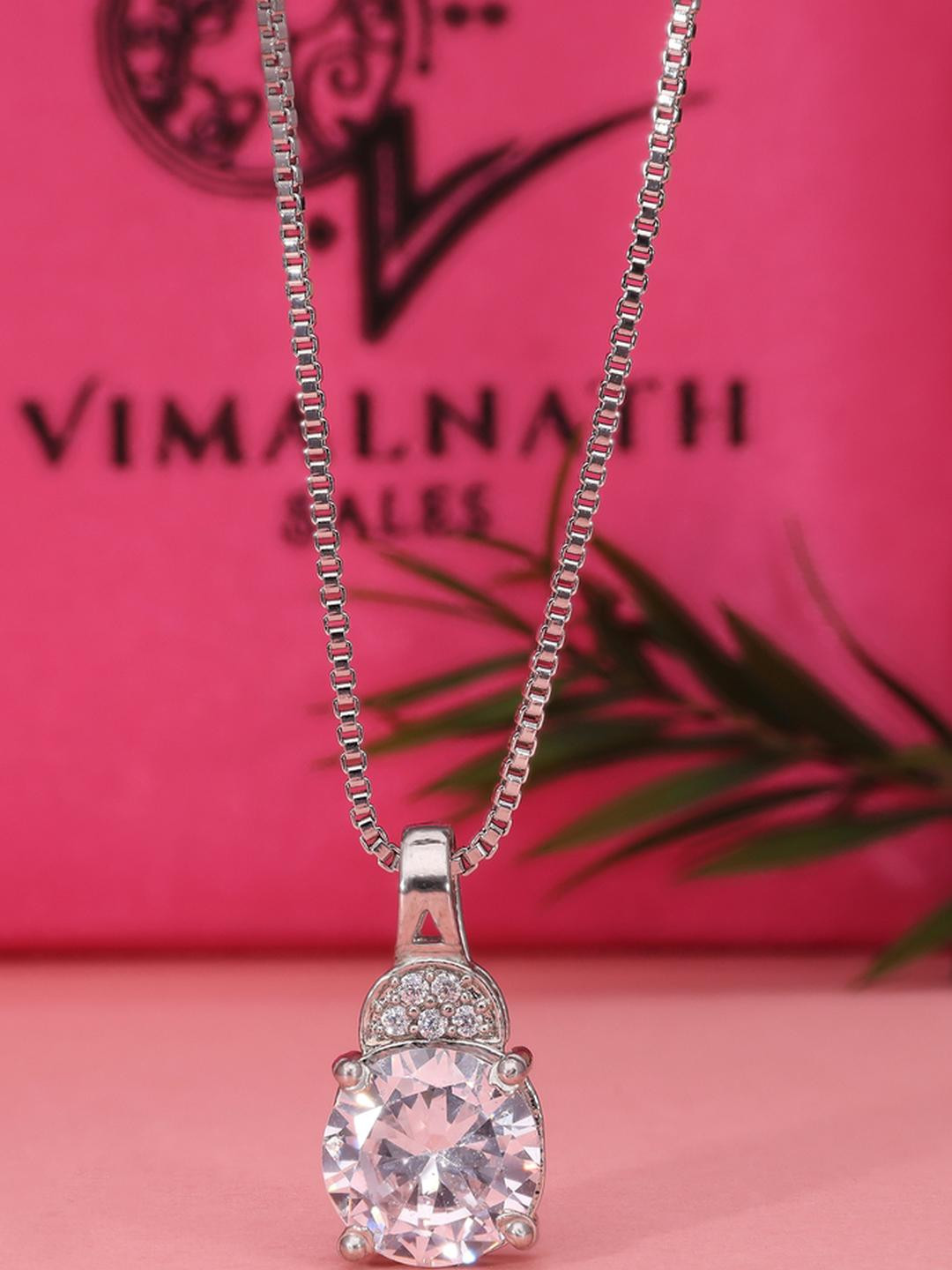 VIMALNATH SALES Rhodium-Plated Cubic Zirconia Pendant