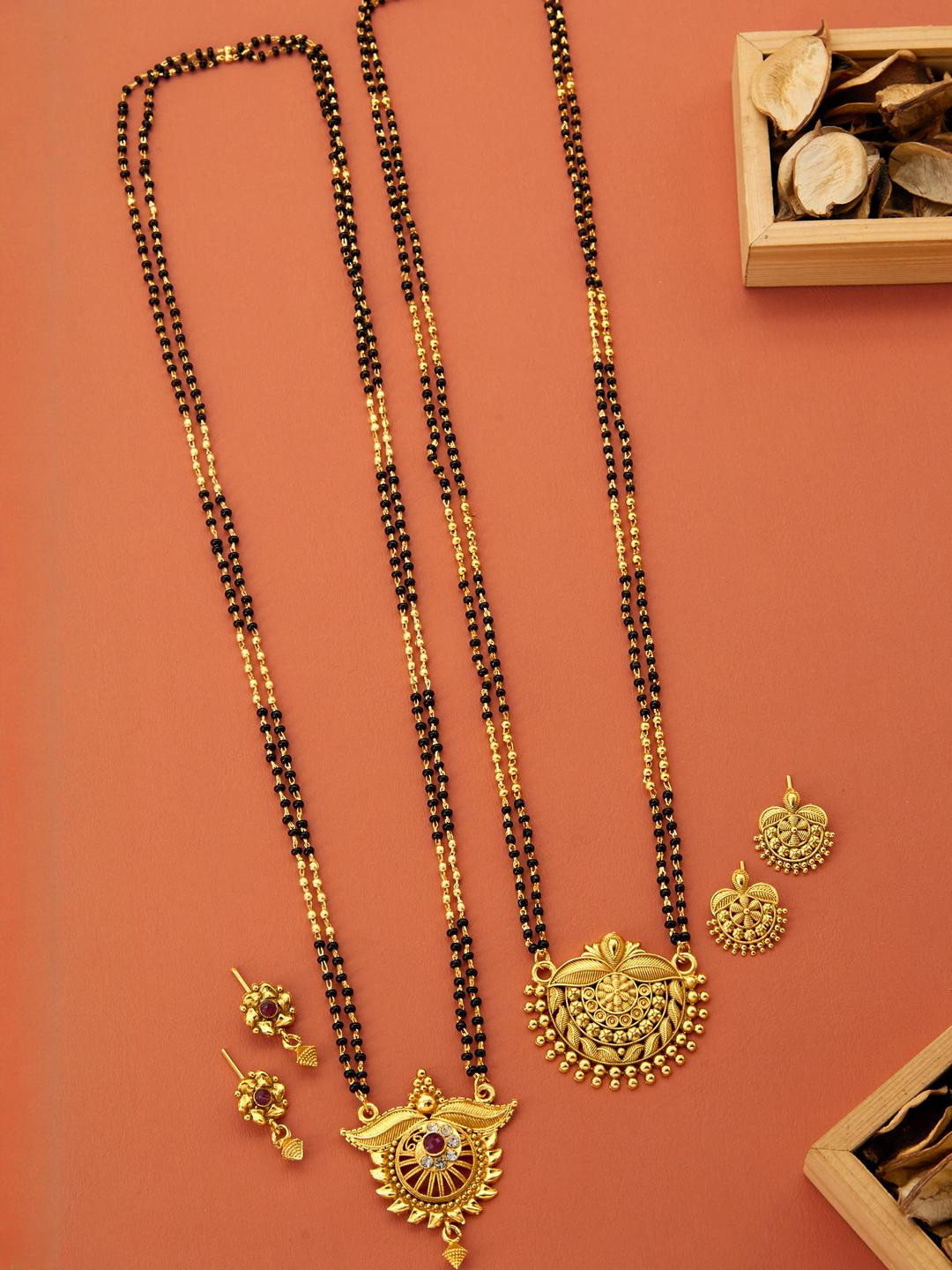 Bhanu diam Women Gold-platedMangalsutra & Earring Set