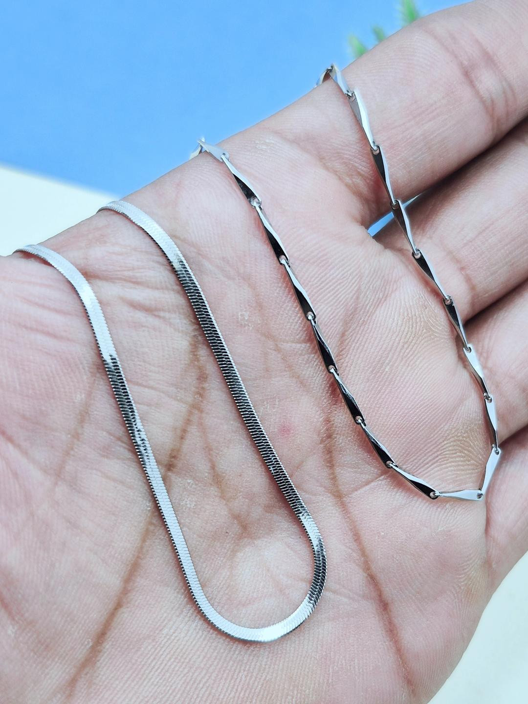 DIVYANSHI COLLECTION Unisex Pack Of 2 One Gram Silver-Plated Brass Ethnic Chain