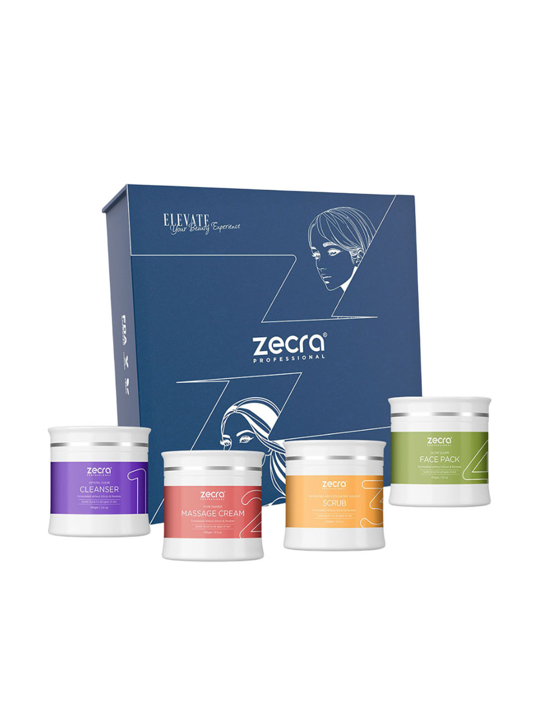 ZECRA 4 Step Hydraglow Radiance Facial Kit- 100 g Each