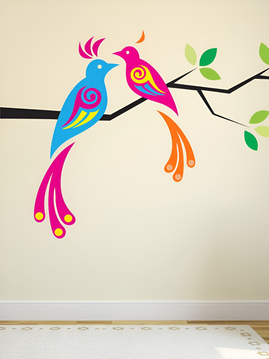 LANSTICK Blue & Pink Printed Matte-Finished Splash-Proof Eco-Friendly Wallpaper