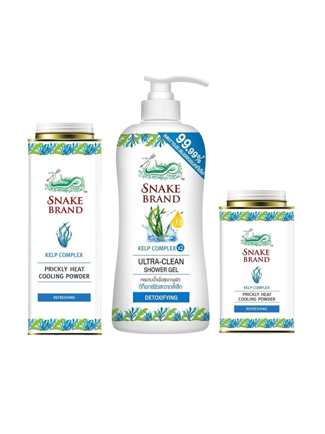 SNAKE BRAND Set Of 3 Kelp Complex Cooling Powder-280 g & 140 g With Shower Gel-450 ml
