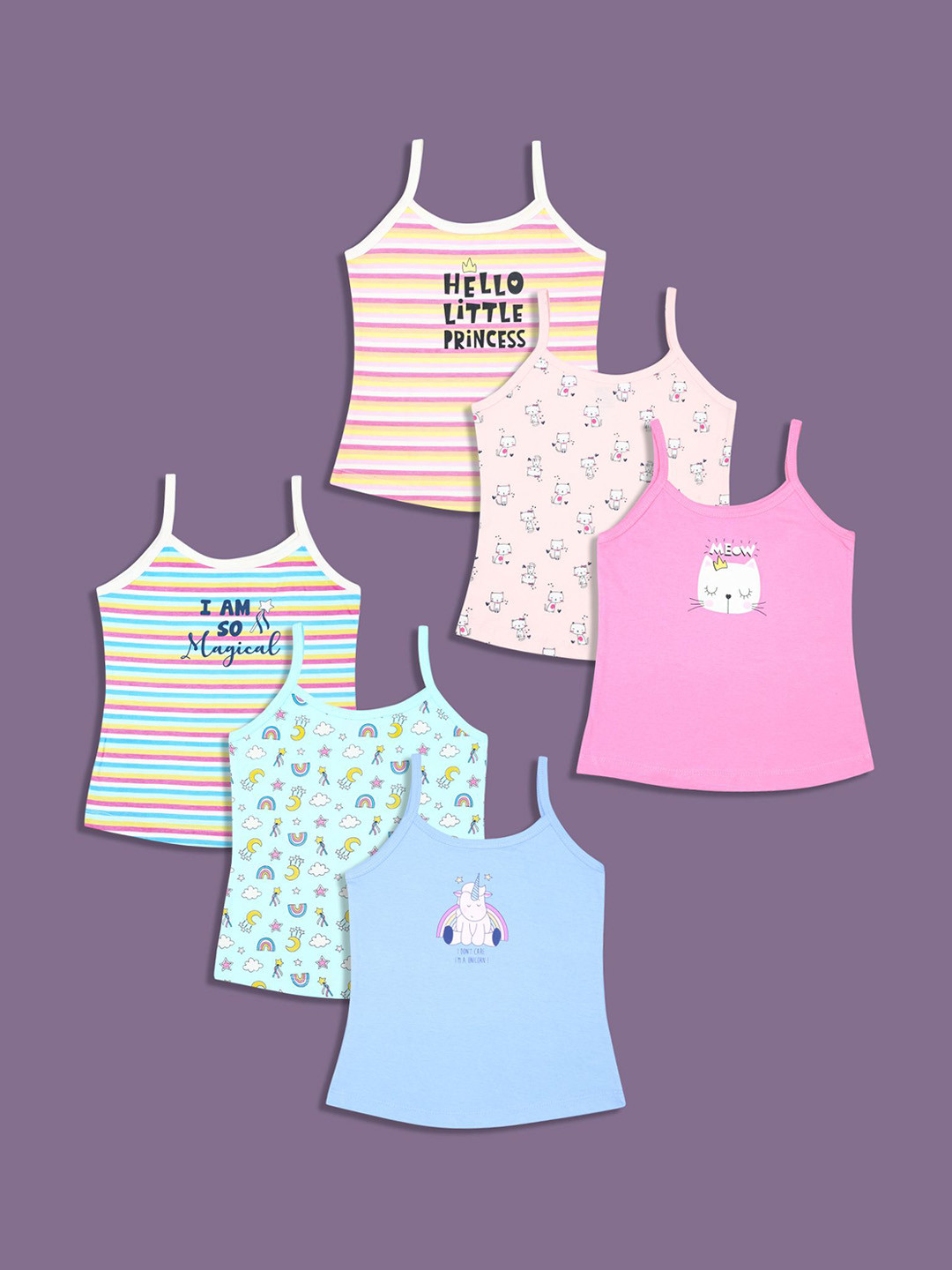 Revvo Junior Pack Of 6 Pure Cotton Camisoles