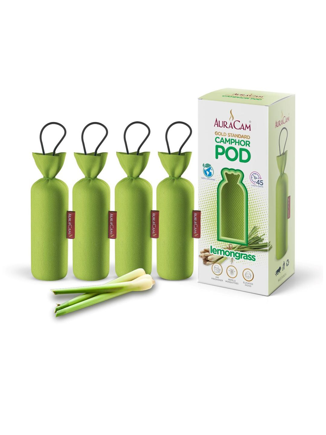 AuraCam Set of 4 Pod Air freshener For Room Gold Standard Camphor Pod/Camphor Cone