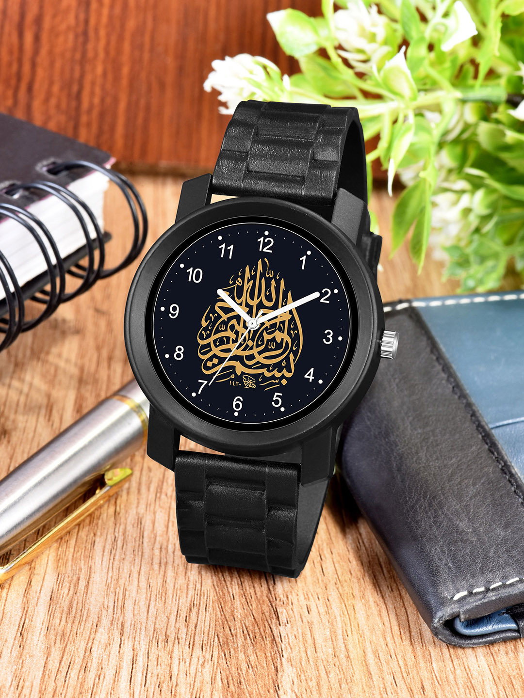 CSAMON Men Round Dial & Bracelet Style Straps Analogue Watch PandoBLK Islamic NUM02 CD