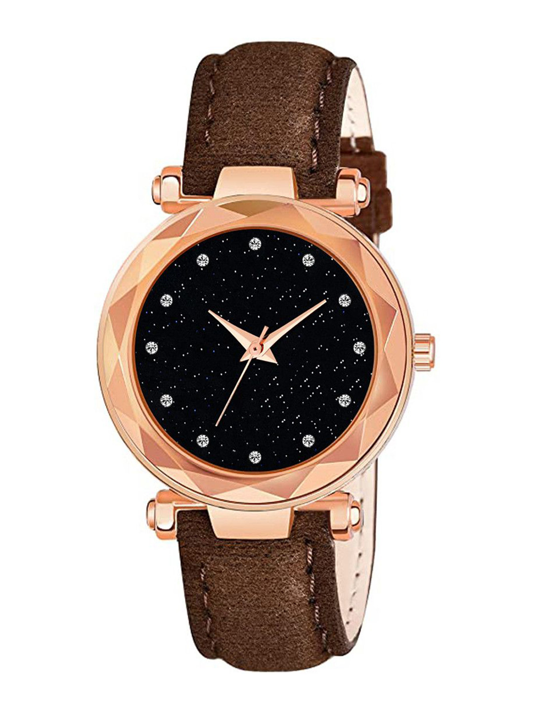 CSAMON Women Embellished Dial & Textured Straps Analogue Watch GR379RG 12D BRO Vel L