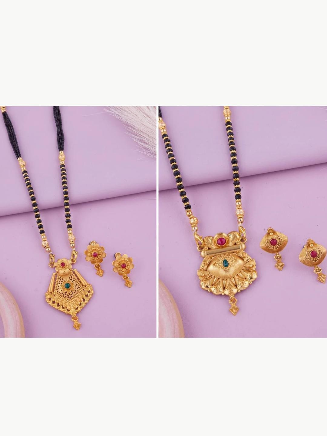 Bhanu diam Pack of 2 Women Gold Plated Magalsutra With Earrings