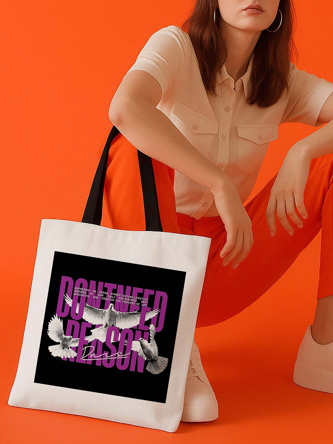 ARTBUG Women Don't Need Reason Dove Printed Shopper Tote Bag