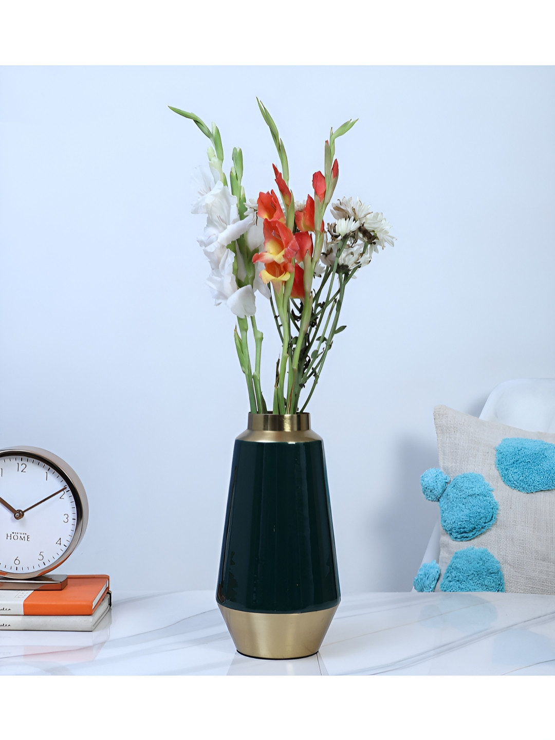 Two Moustaches Black & Brown Glossy Finish Flower Vase