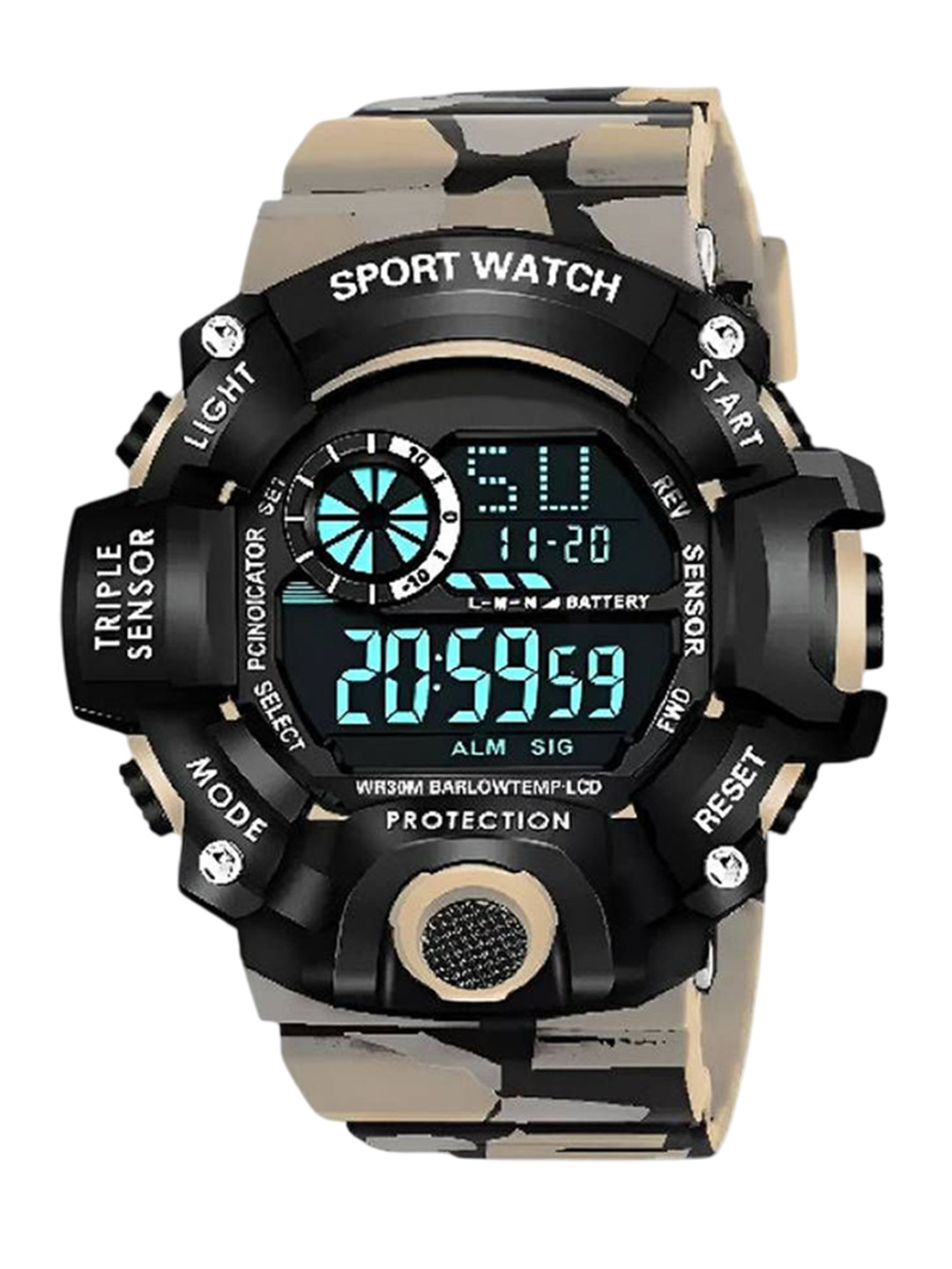 Hala Men Silicon Straps Digital Watch G90+Beige