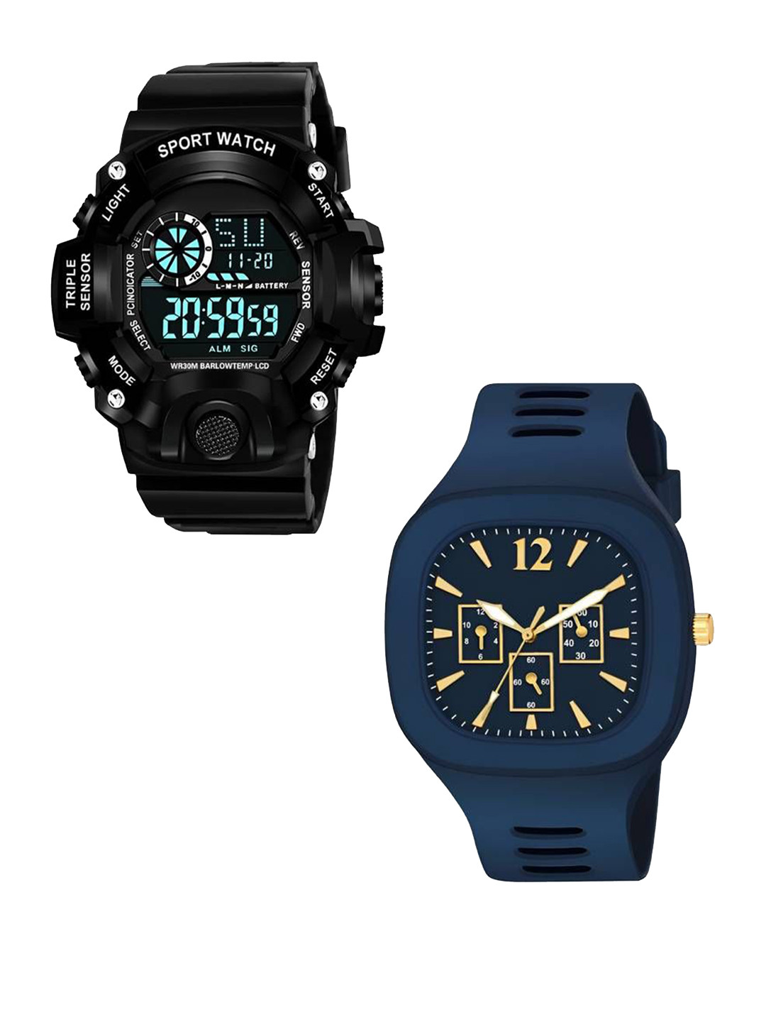 Hala Men Pack of 2 Aluminium Dial Analogue Watches Combo Black SSA+Blue Miller