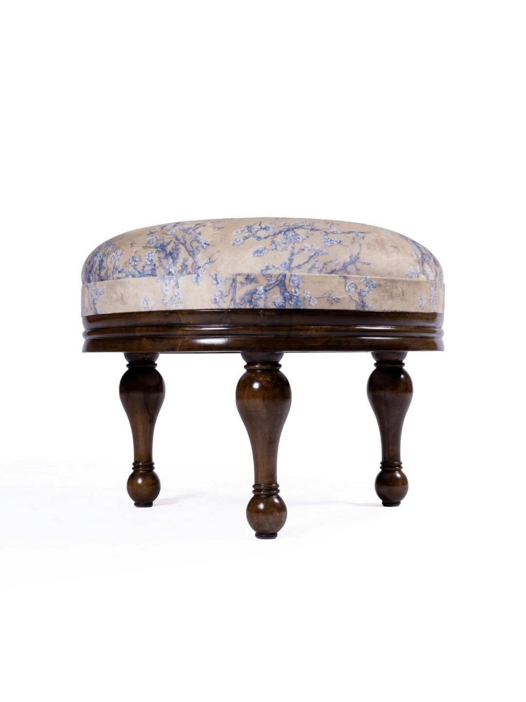 Sujan Carnival Funiture Grey & Brown Printed Cotton Stool