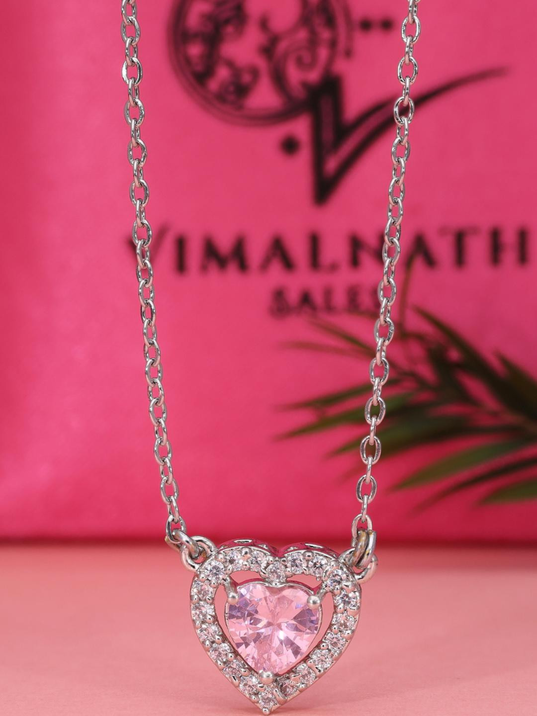 VIMALNATH SALES Rhodium-Plated Heart Shaped Pendants
