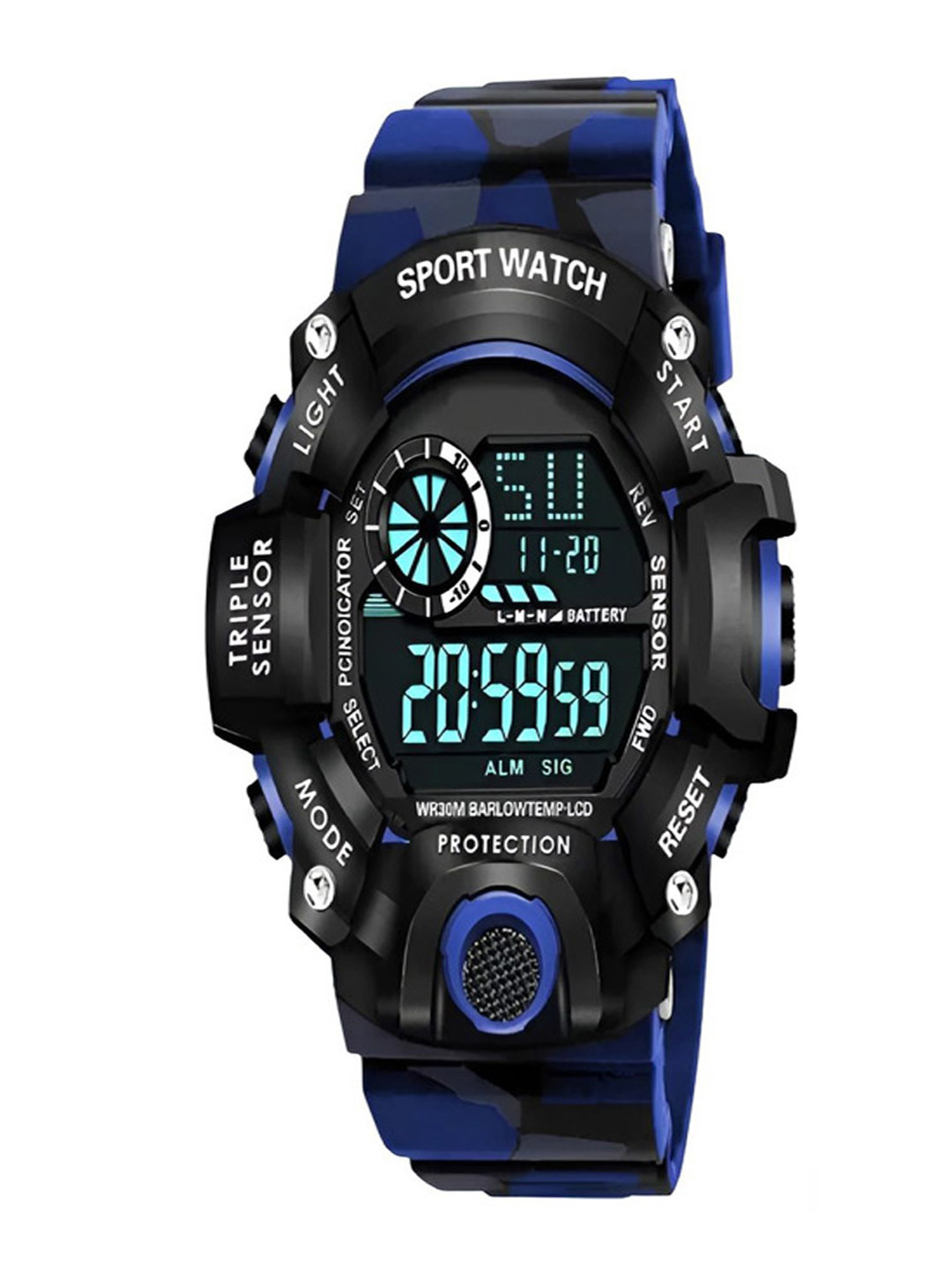 Hala Men Aluminium Round Dial & Straps Digital Watch LED-G90-Blue-SQUARE