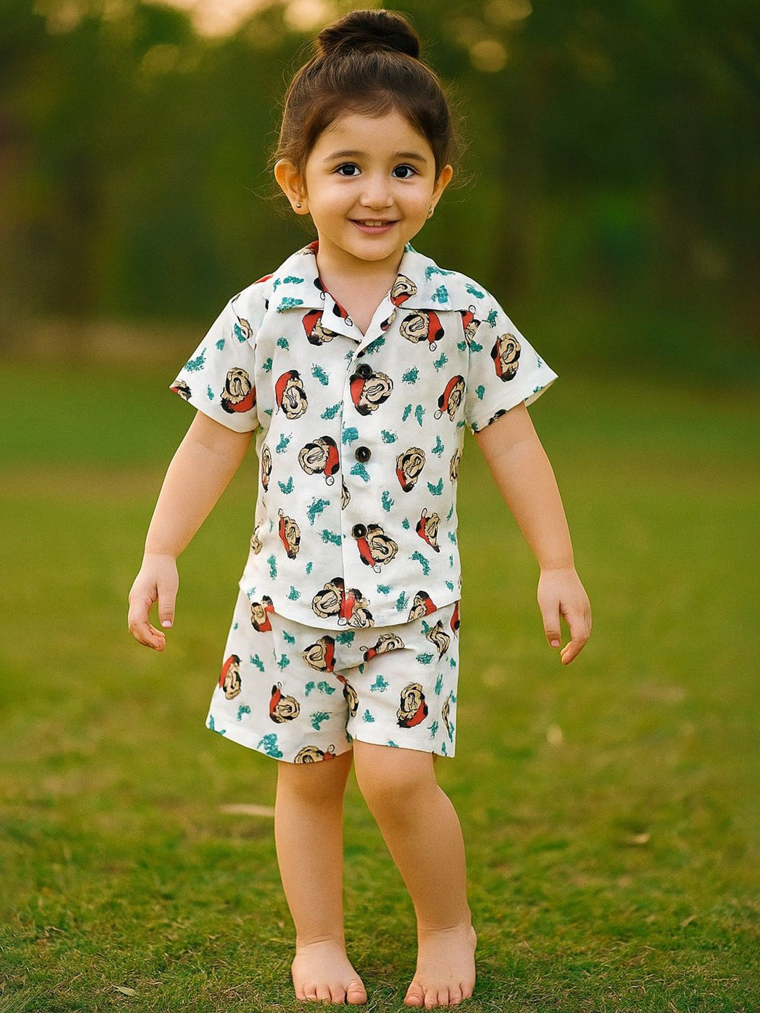 Anneca Girls Printed Short Sleeves Shirt With Shorts