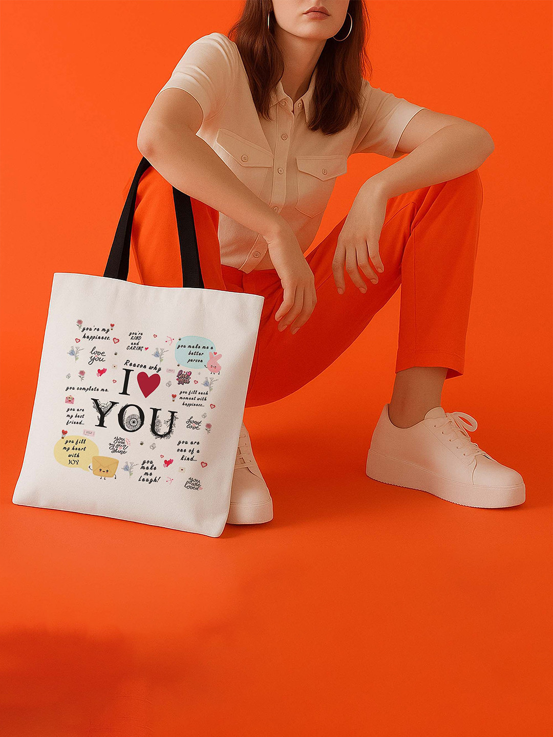 ARTBUG Women Reasons Why I Love You Printed Shopper Tote Bag