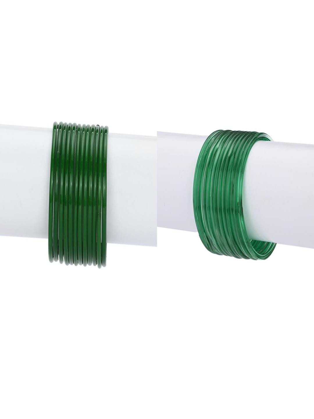 SOMIL Women Pack 2 Green And Dark Green Ethnic Handcrafted Glass Bangles