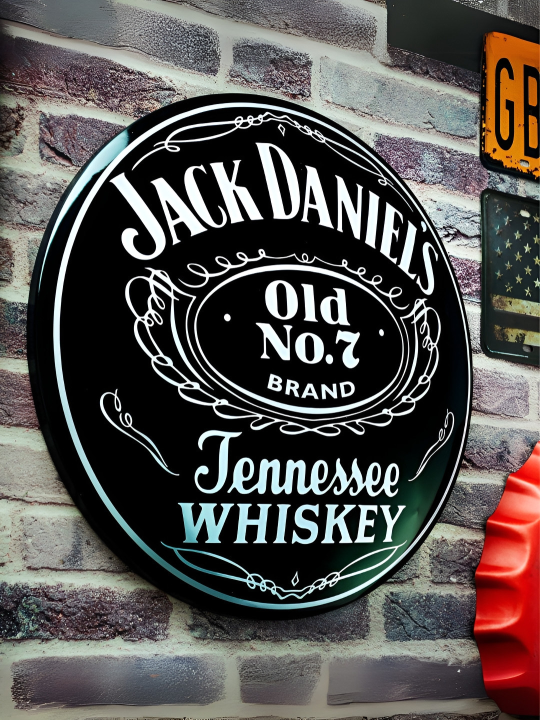 eazy wagon Black & White Metal Shield Jack Daniels Wall Hangings