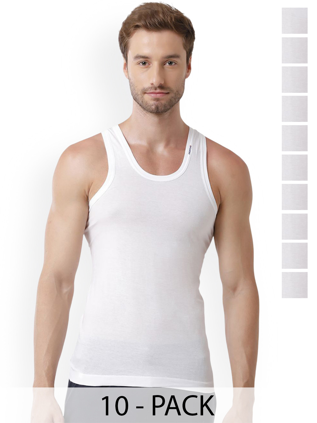 Rupa Frontline Pack Of 10 Pure Cotton Basic Vests Frontline--White-Vest-RN-10