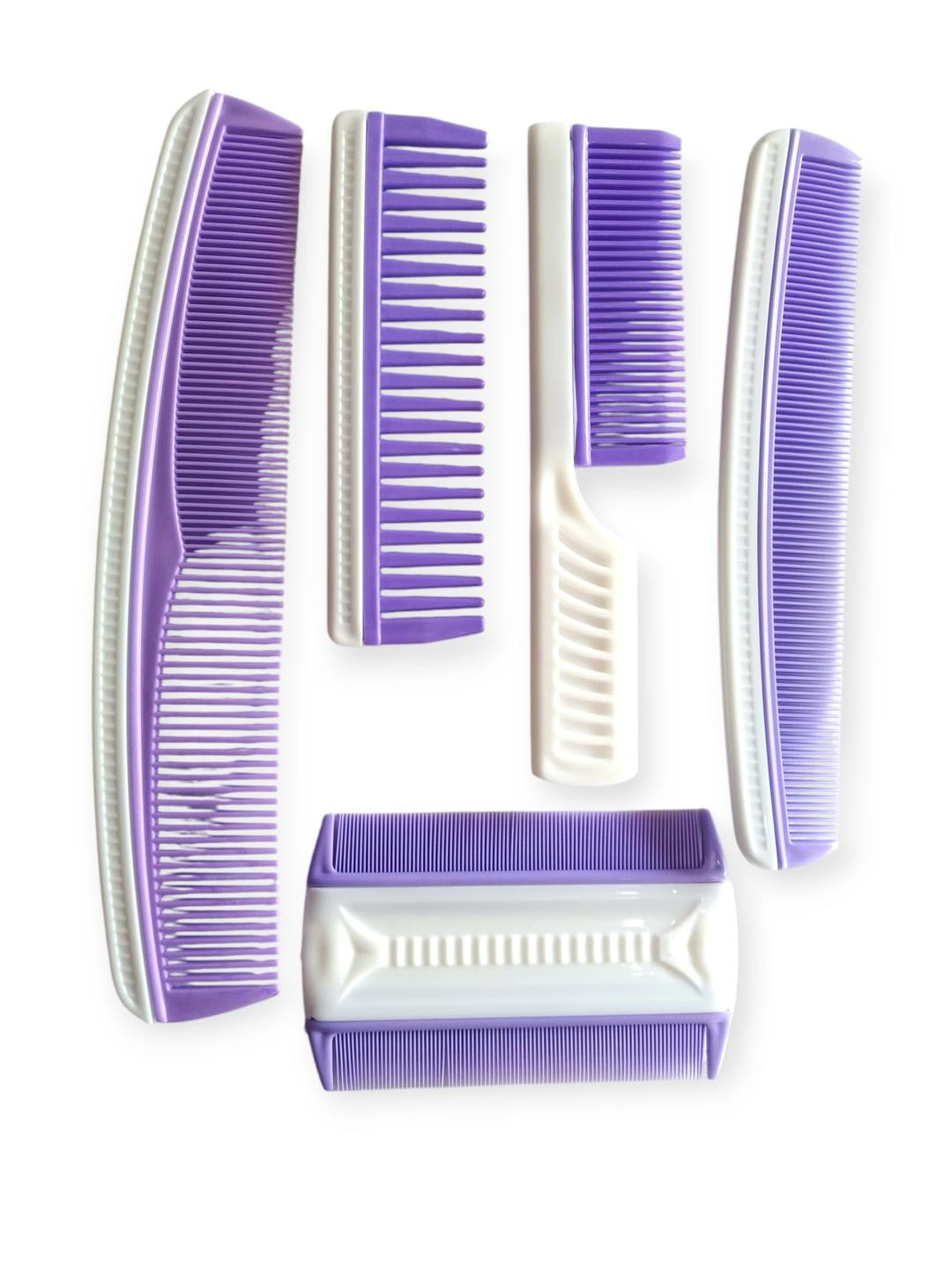 ARPANA BRIGHT Set of 5 Purple and White Detangling Hair Combs