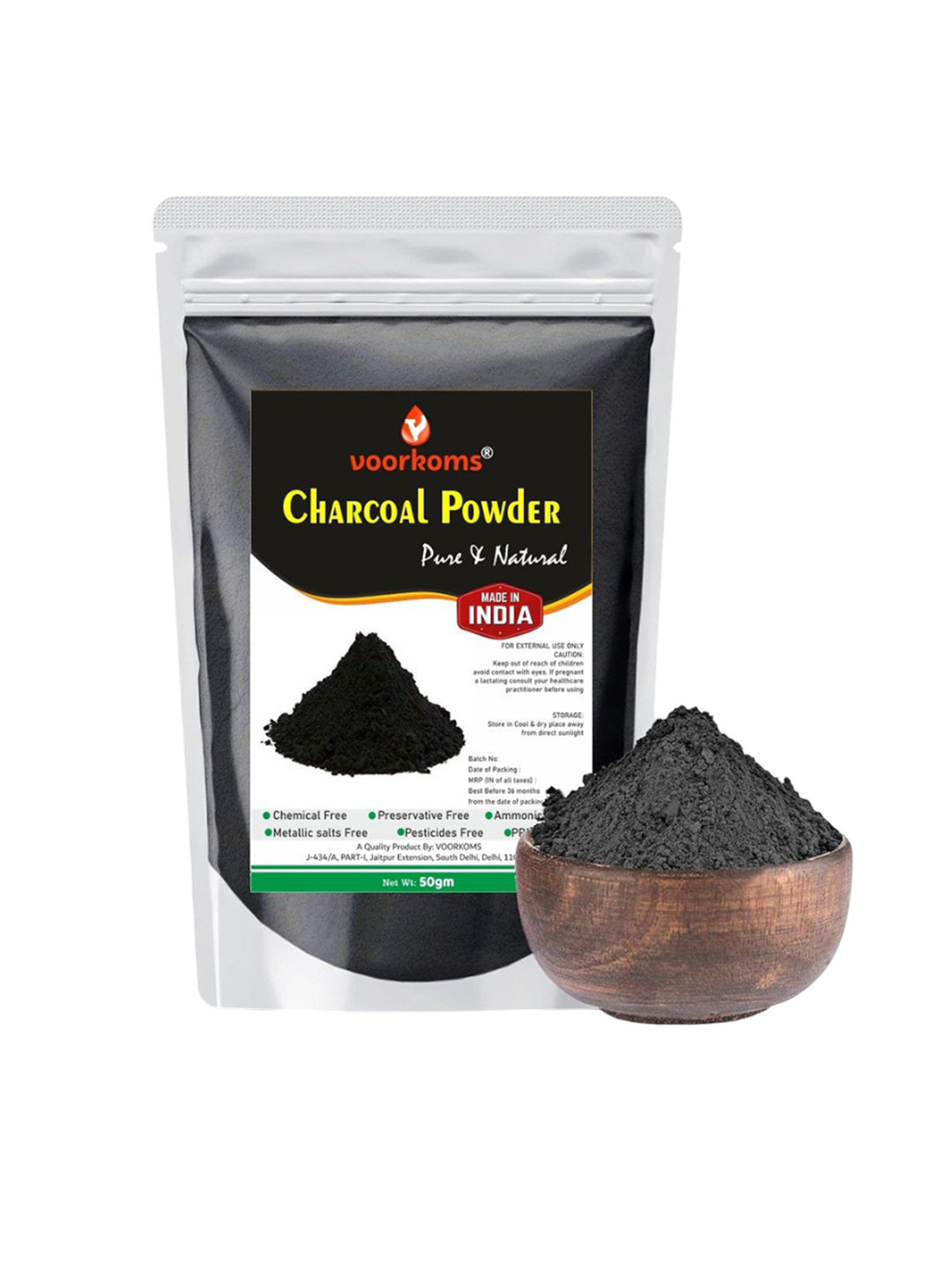 VOORKOMS Charcoal Skin Powder Face Pack - 50 g