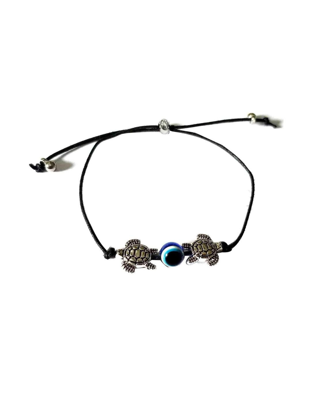 gurjari Dalicate Tartoise Evil eye Oxidised Beads charm Bracelet