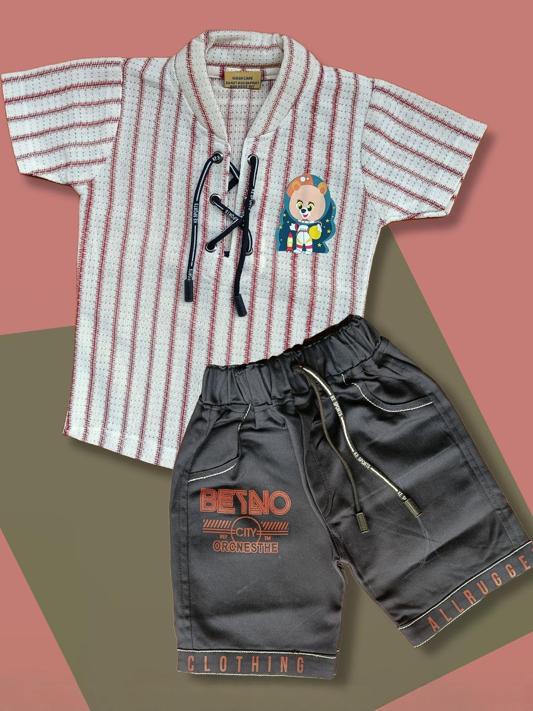Qutie Ninja Boys Striped Shirt with Shorts