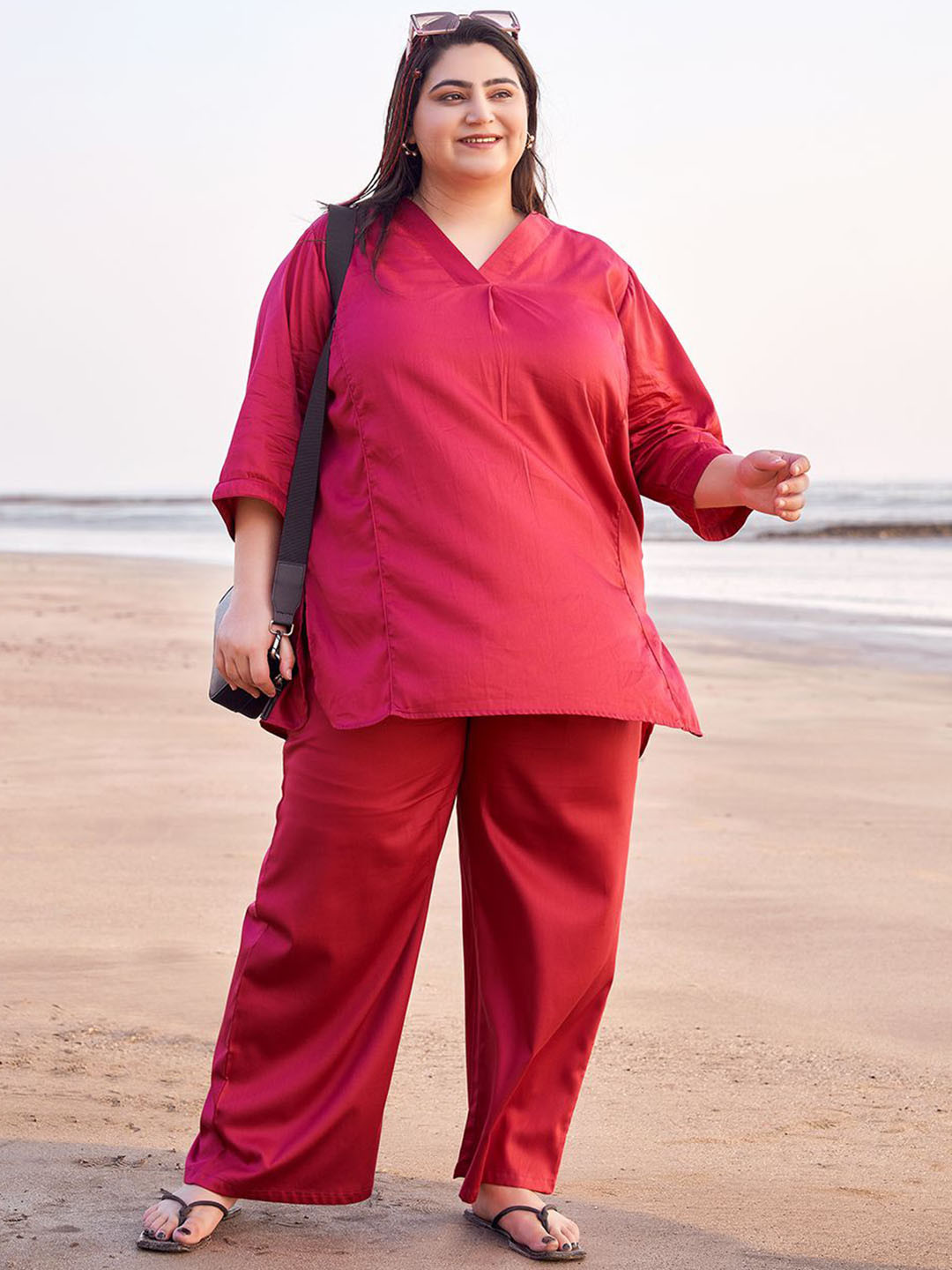 TITTLI Plus Size V-Neck Tunic With Trousers Co-Ords