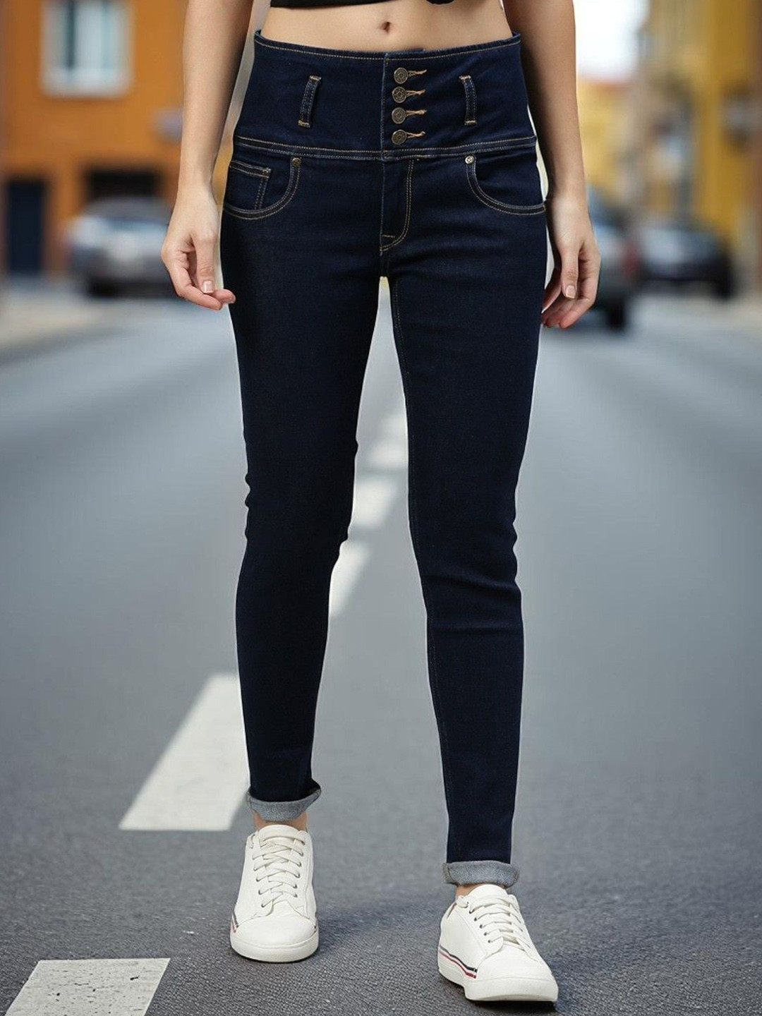 Esplendido Women Jean Skinny Fit High-Rise Light Fade Stretchable Cotton Jeans
