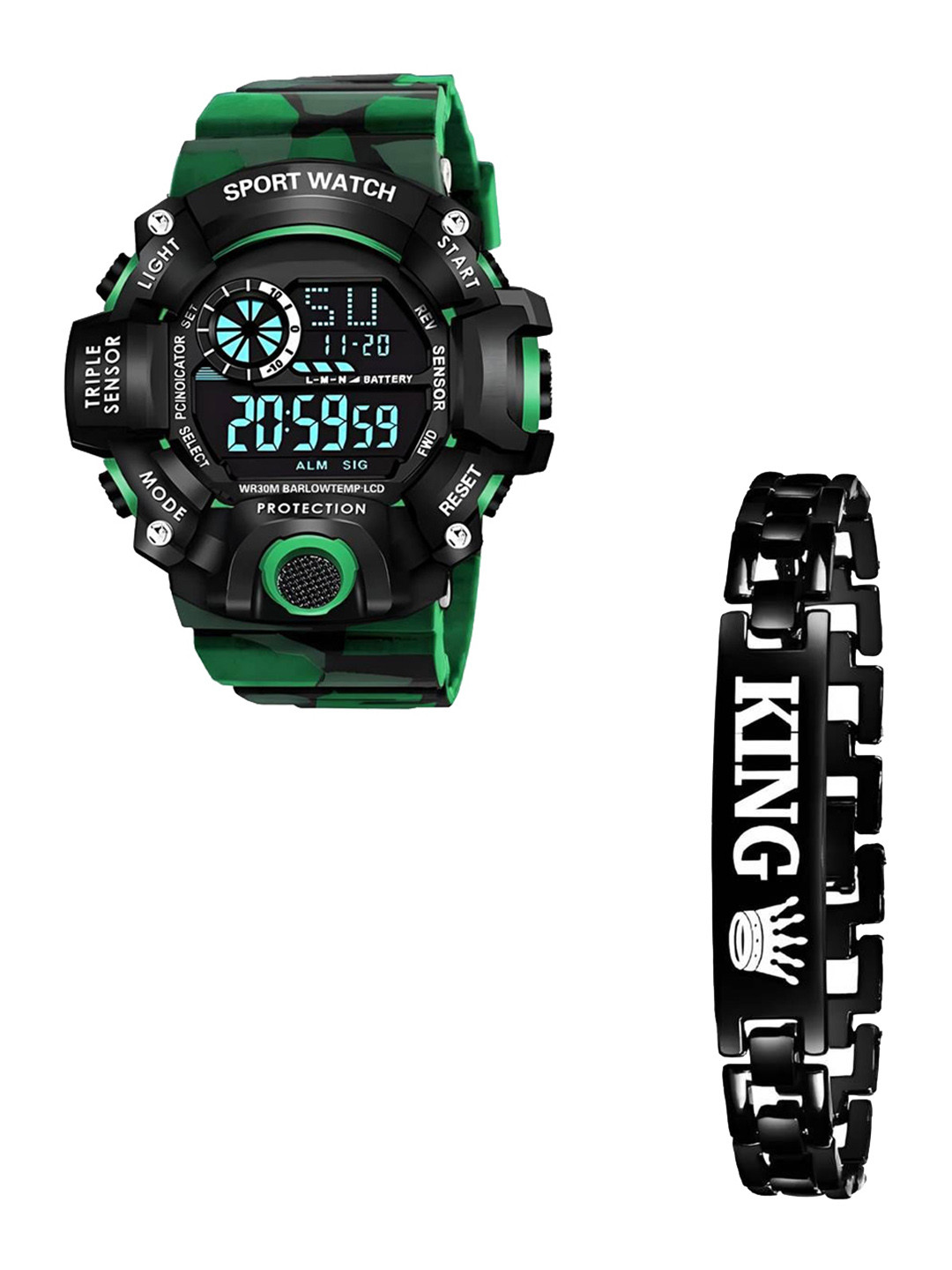 Hala Men Solid Round Regular Sports Digital Watch - G90 + King Bracelet