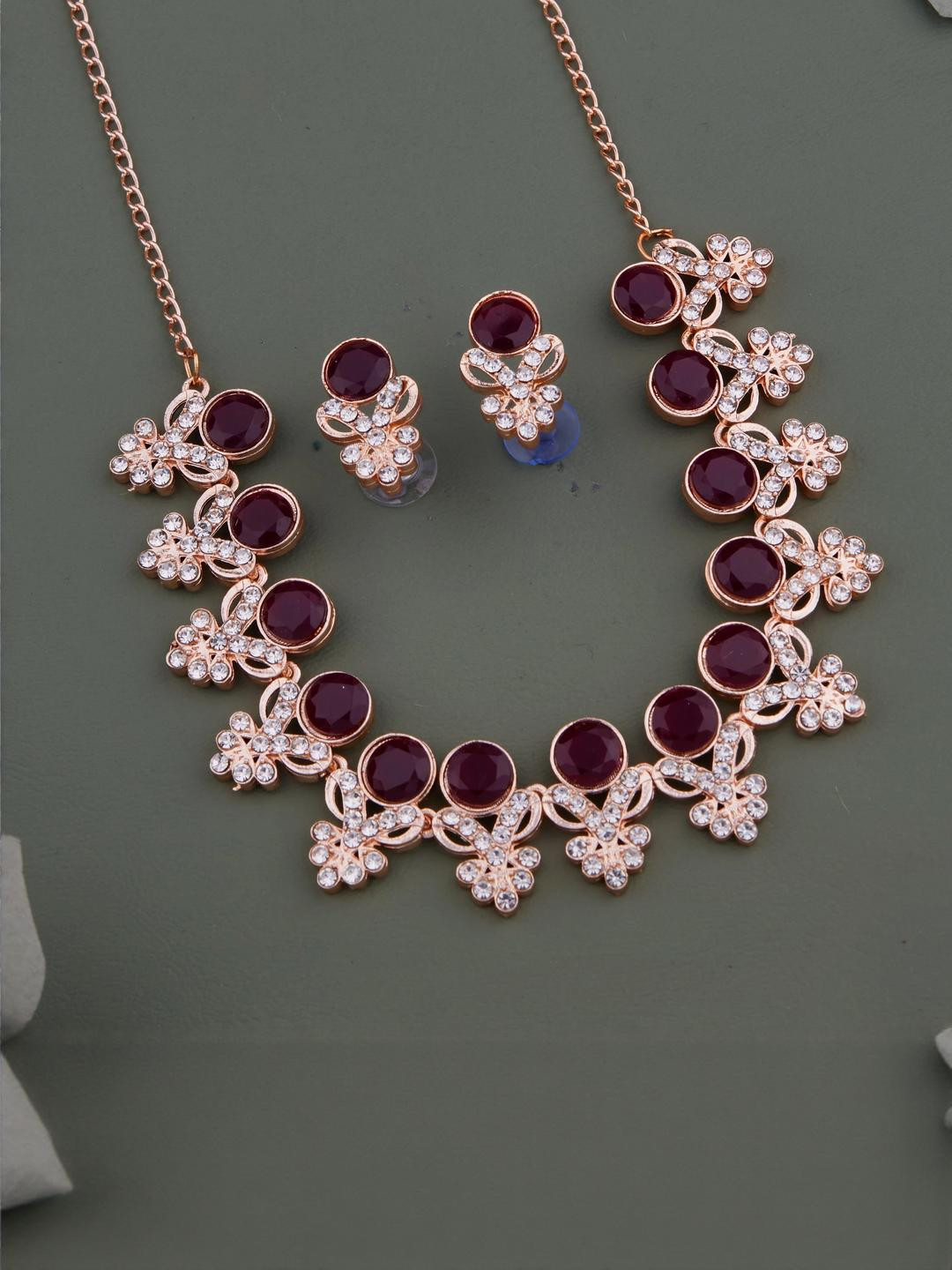 Bhanu diam Women Artificial Stone Stydded Jewellery Set