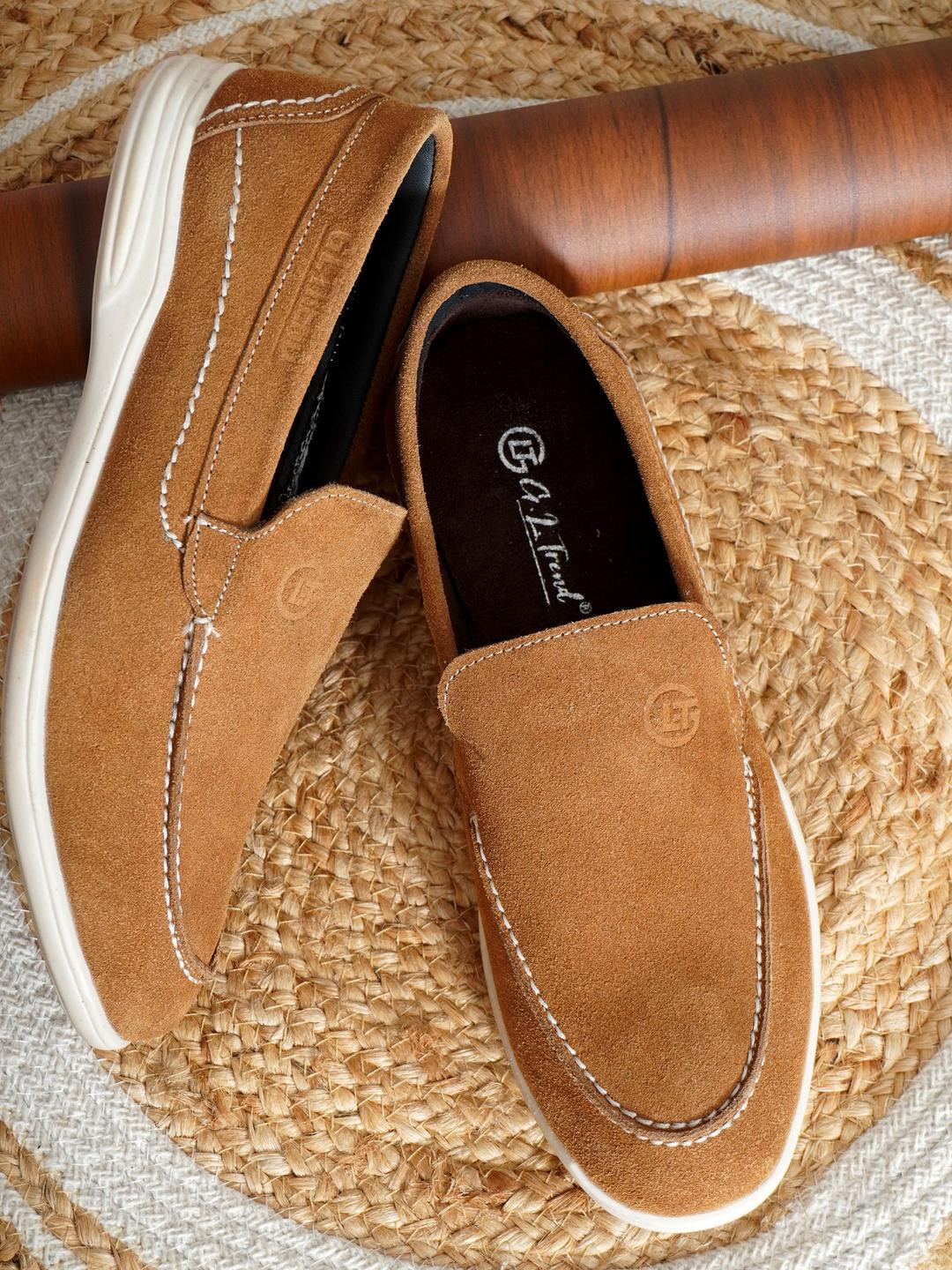 G L Trend Men Beige Suede Leather Casual Slip-on Loafer