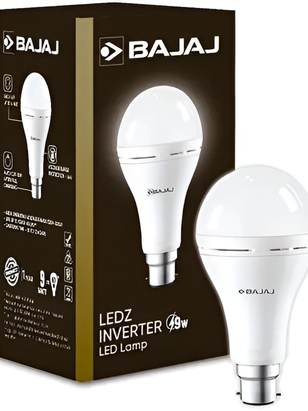 Bajaj LEDZ White Rechargeable Emergency Inverter LED Bulb-9W