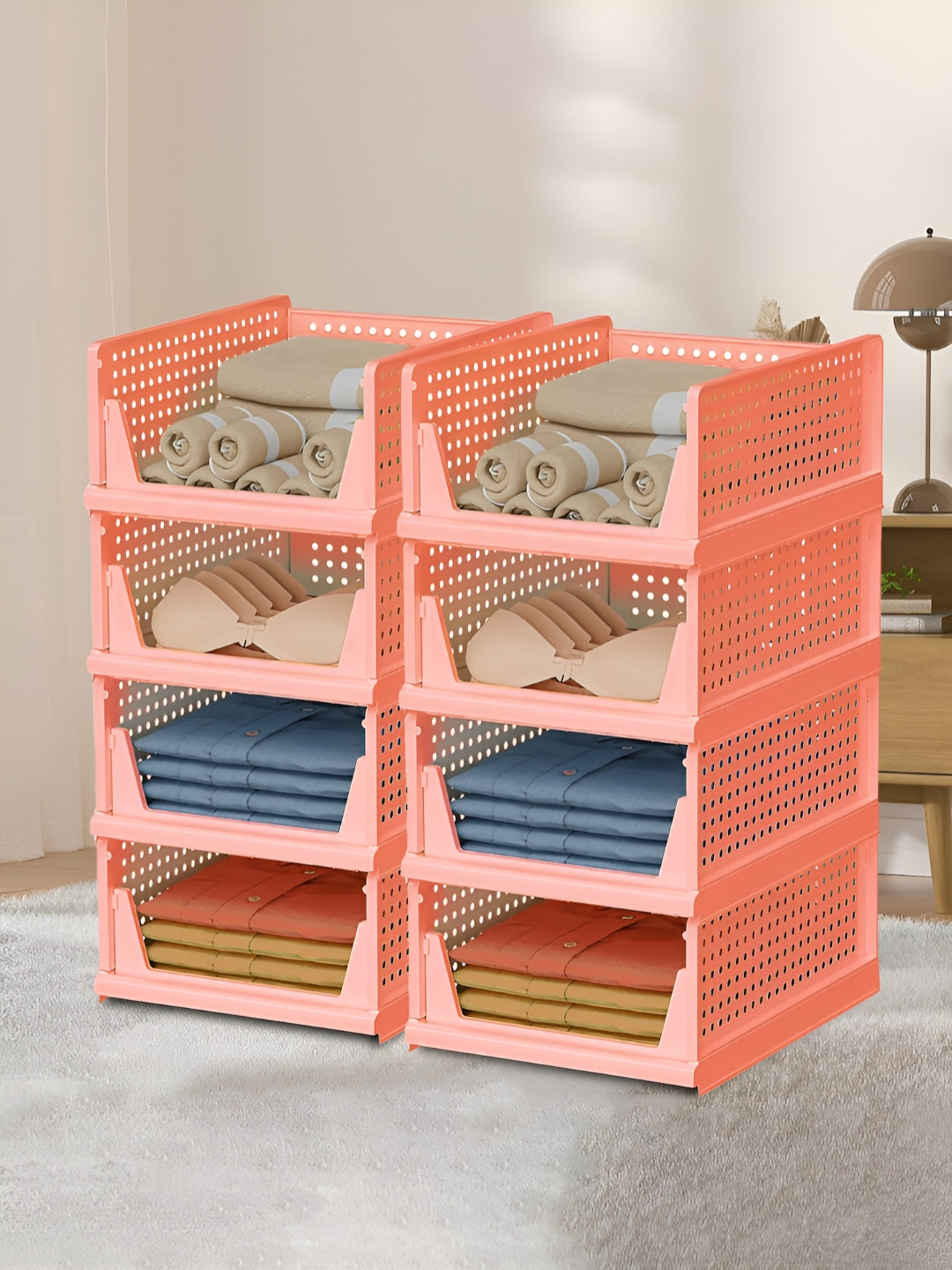 Aura Pink 8 Pieces Reusable Wardrobe Organisers