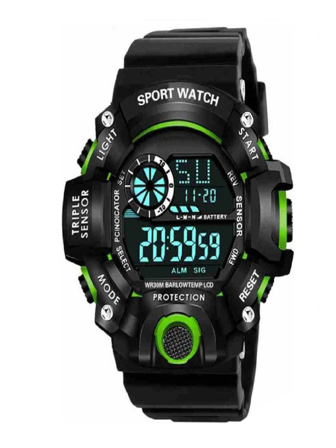 Hala Men Aluminium Dial & Straps Digital Watch Green SSA + King Bracelet BLK